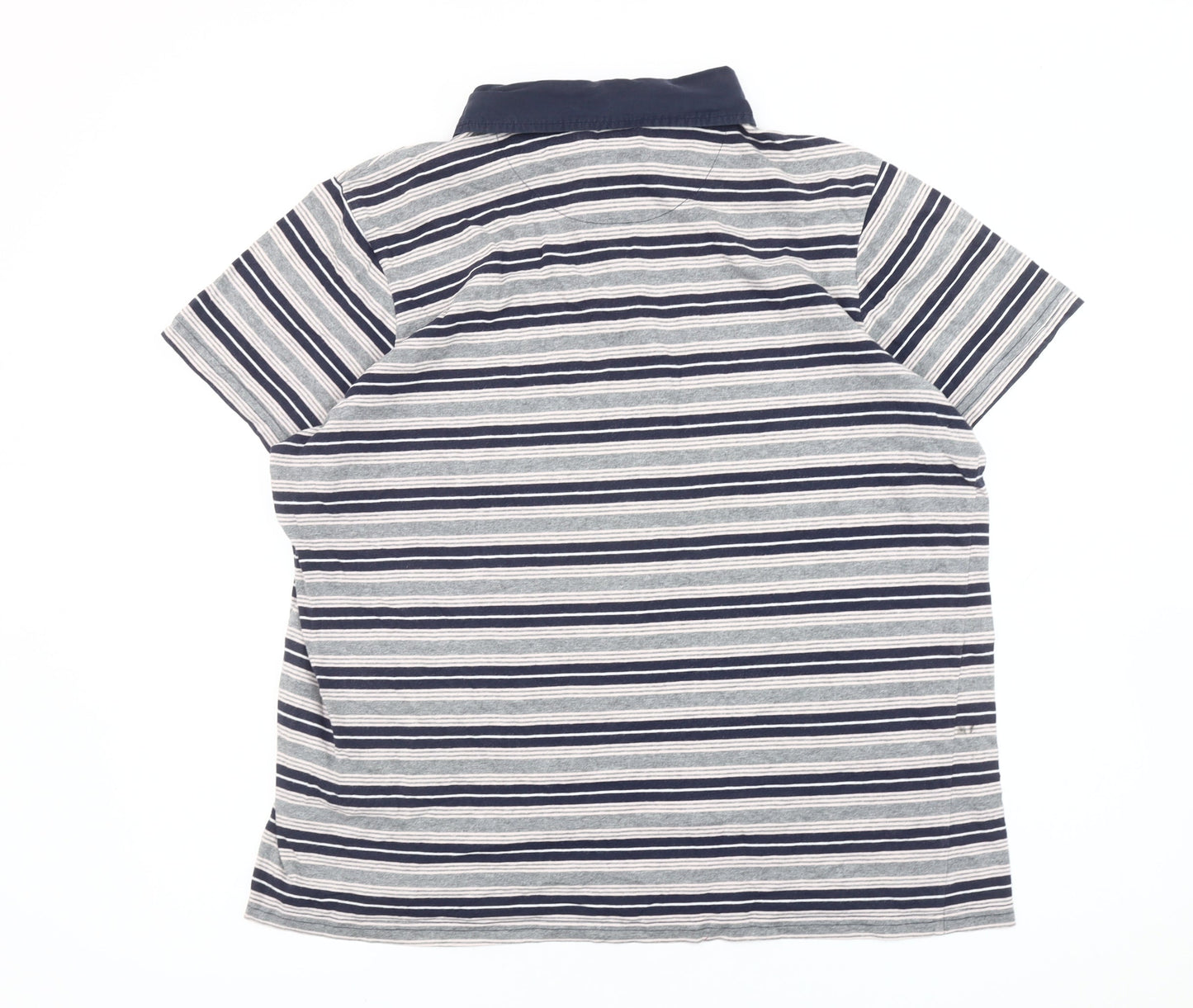 Jasper Conran Mens Blue Striped Polo Shirt XL Cotton Short Sleeve