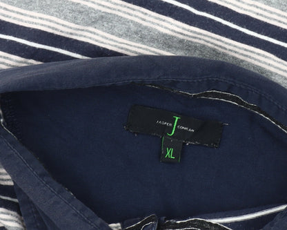 Jasper Conran Mens Blue Striped Polo Shirt XL Cotton Short Sleeve