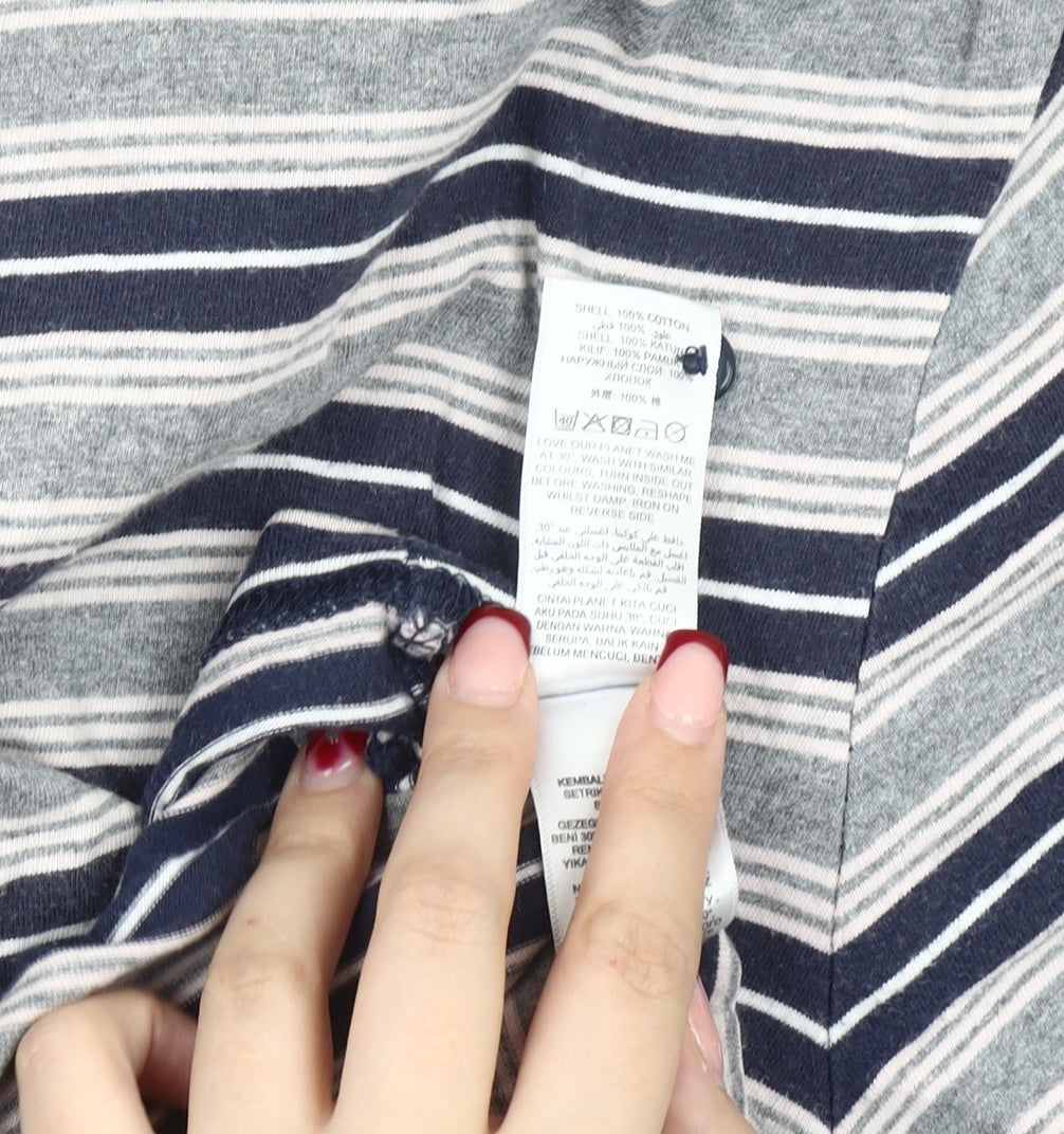 Jasper Conran Mens Blue Striped Polo Shirt XL Cotton Short Sleeve