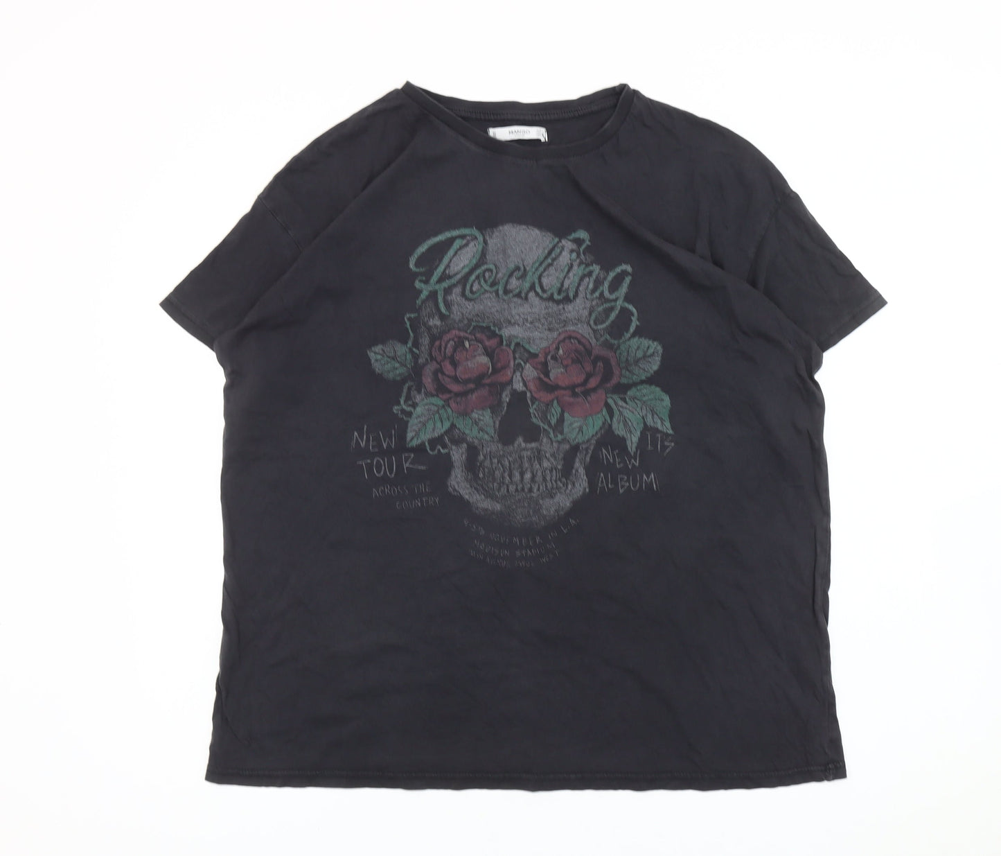 Womens UK Size 12 Mango Black Basic T-Shirt