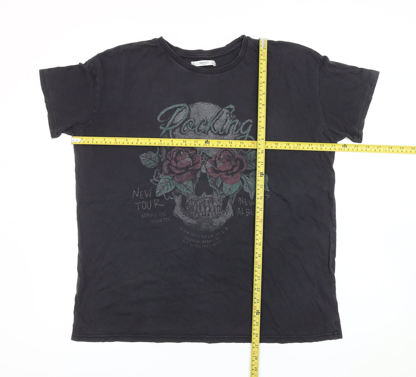Womens UK Size 12 Mango Black Basic T-Shirt