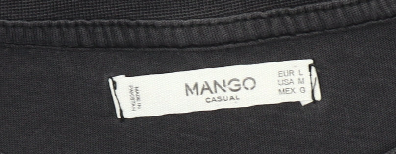 Womens UK Size 12 Mango Black Basic T-Shirt