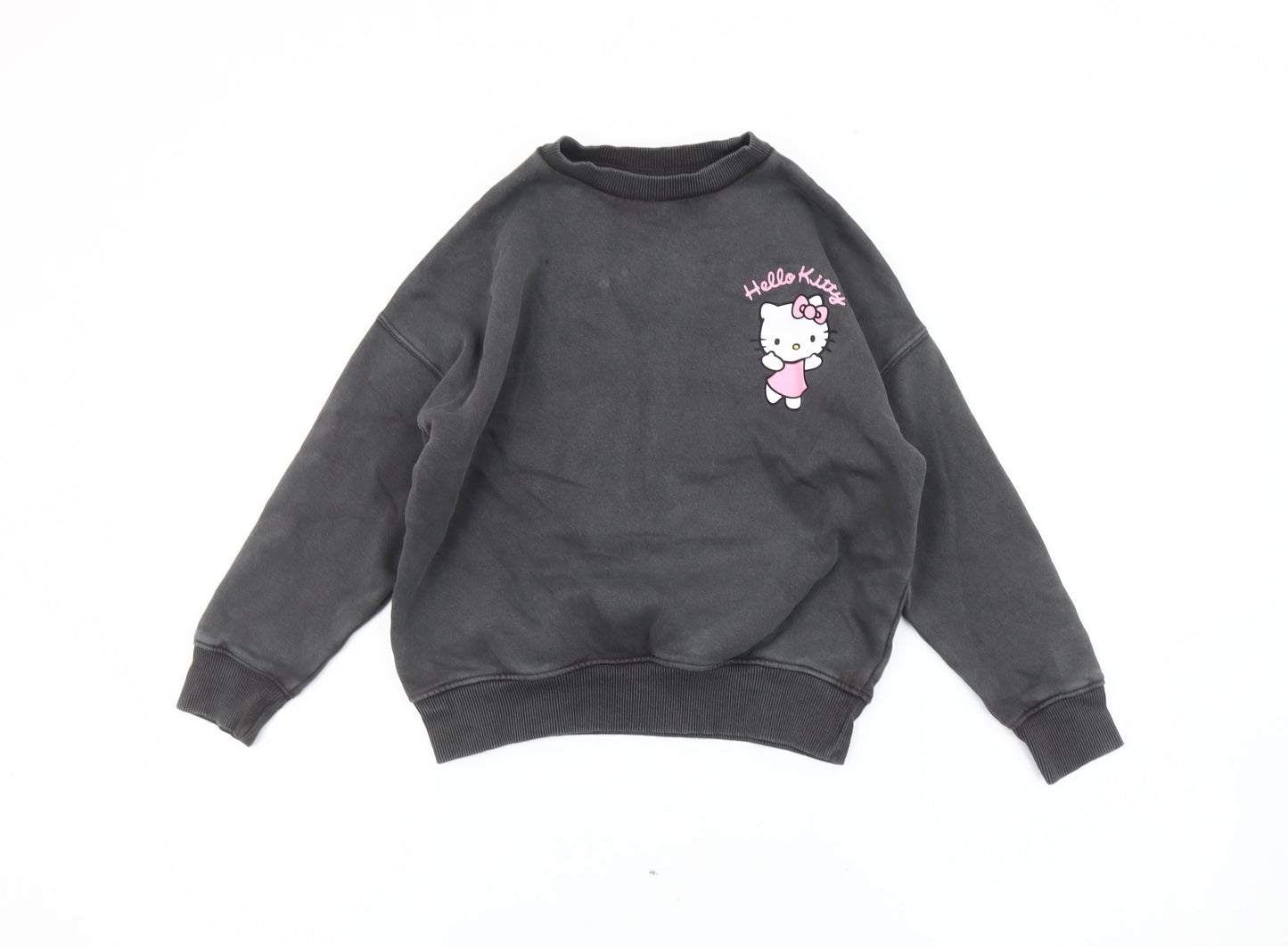 Hello Kitty Girls Black Pullover Sweatshirt 7 Years Cartoon Fleece