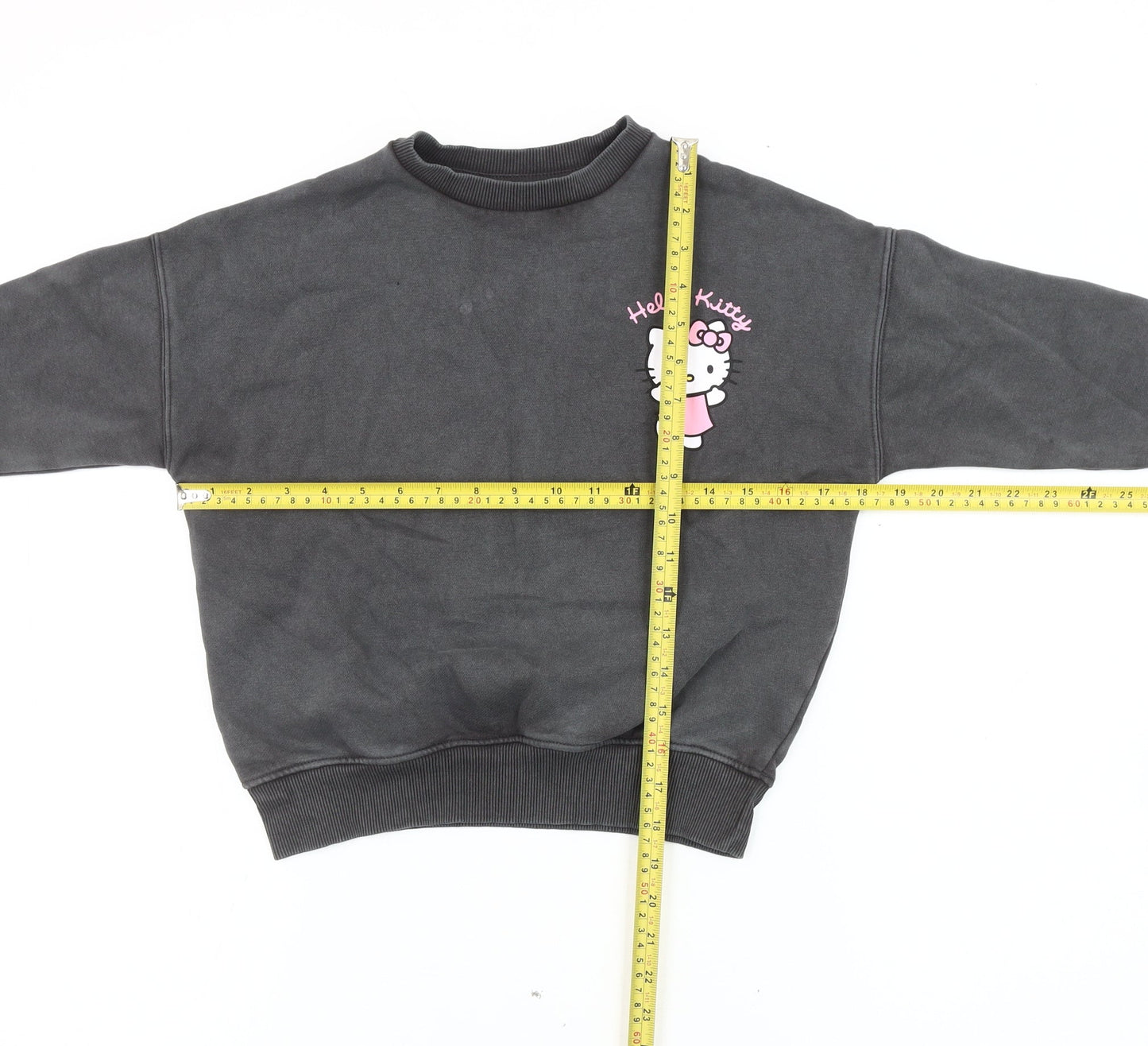 Hello Kitty Girls Black Pullover Sweatshirt 7 Years Cartoon Fleece