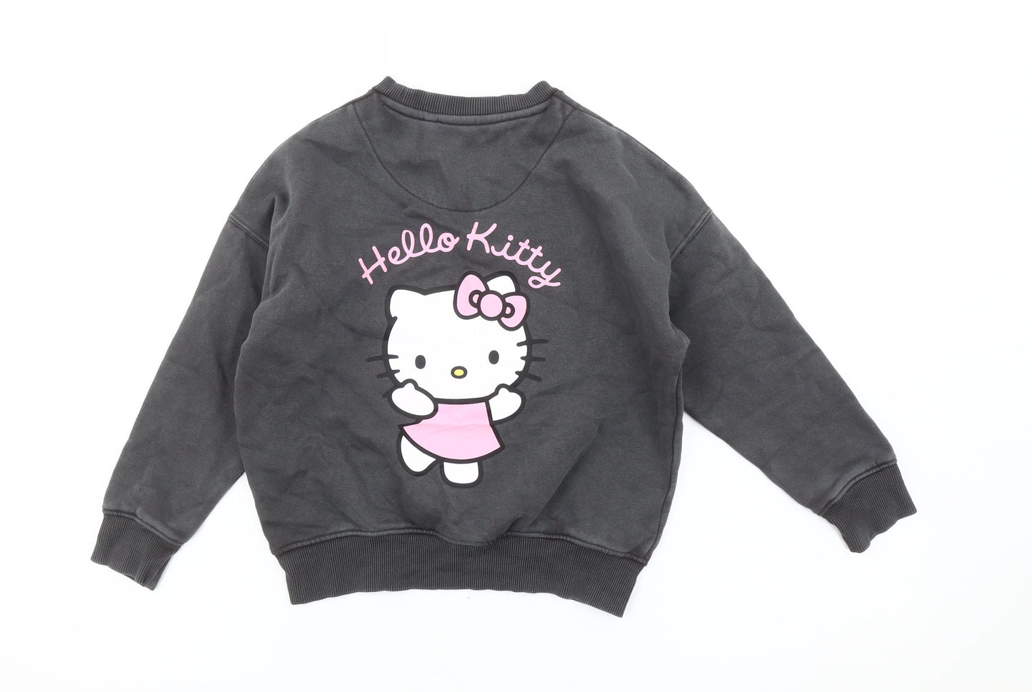 Hello Kitty Girls Black Pullover Sweatshirt 7 Years Cartoon Fleece