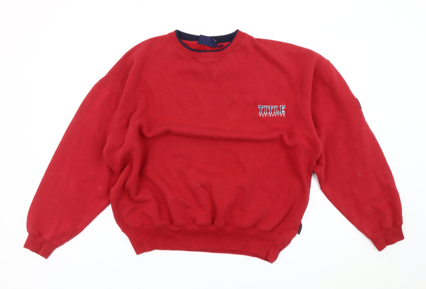 TITLE Men’s Red Pullover Sweatshirt Size M Crew Neck Logo Jumper
