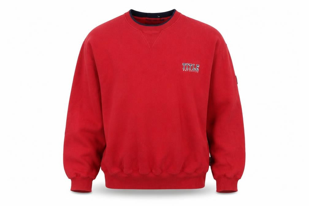 TITLE Men’s Red Pullover Sweatshirt Size M Crew Neck Logo Jumper