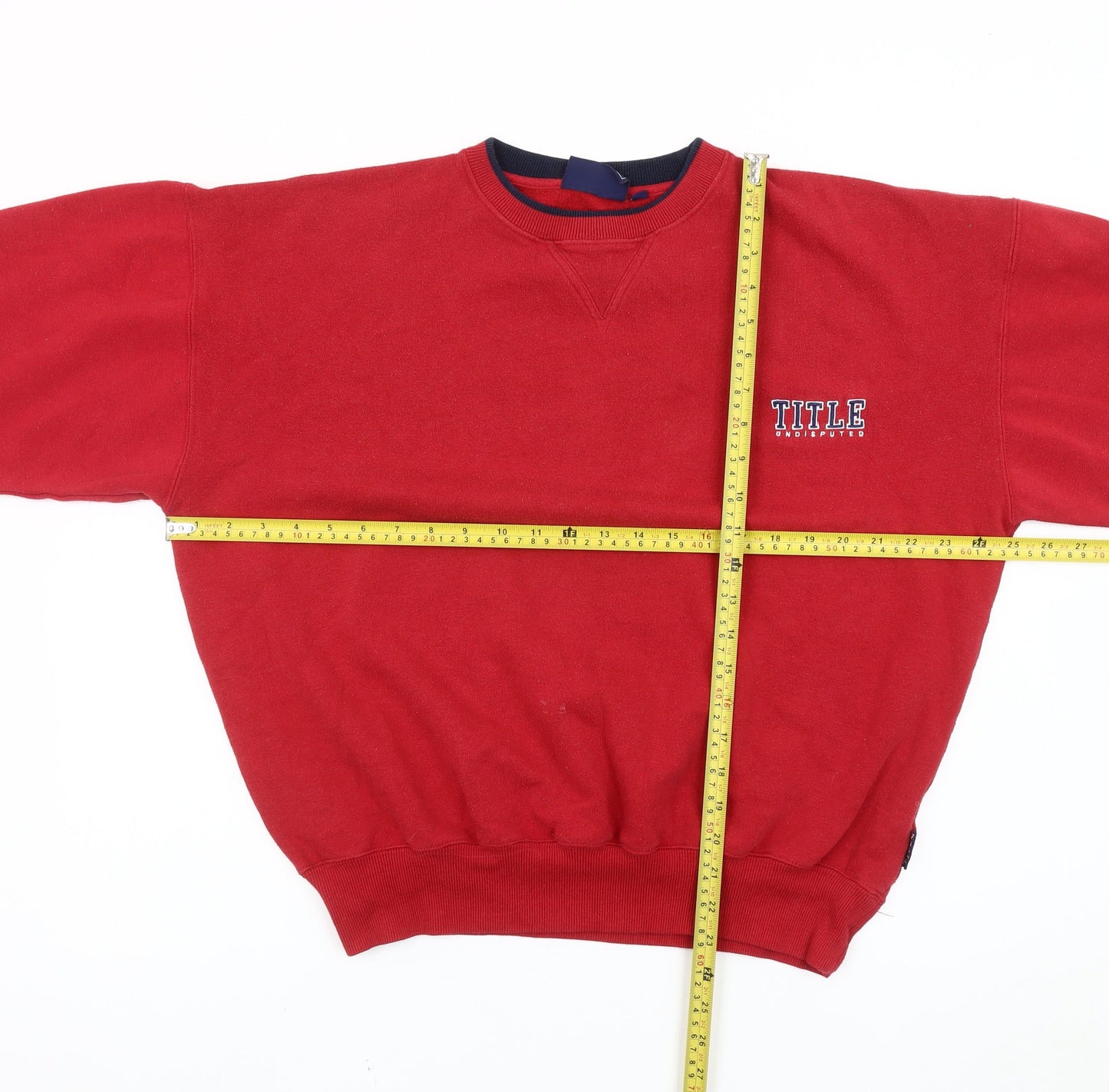 TITLE Men’s Red Pullover Sweatshirt Size M Crew Neck Logo Jumper