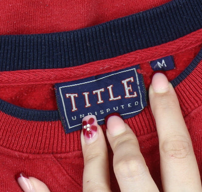 TITLE Men’s Red Pullover Sweatshirt Size M Crew Neck Logo Jumper