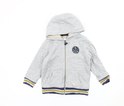 Mini Boden Harry Potter Boys Grey Hoodie 4-5Y Full Zip Fleece Lined