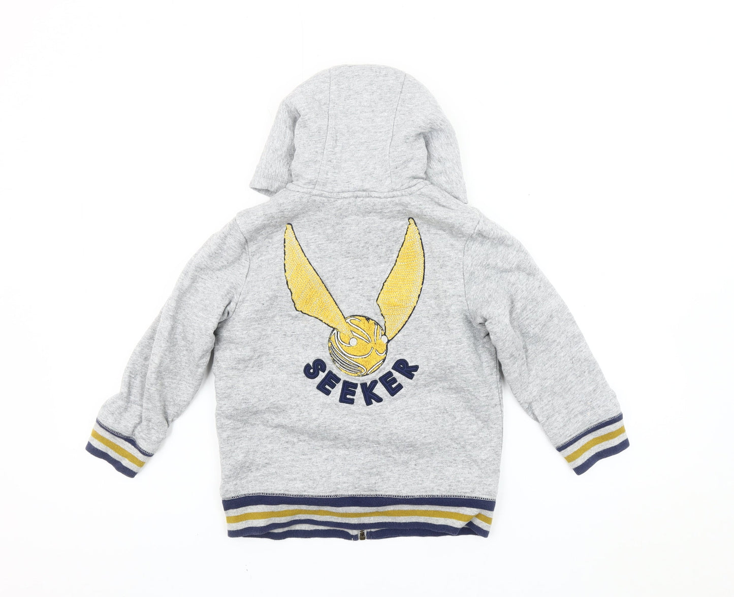 Mini Boden Harry Potter Boys Grey Hoodie 4-5Y Full Zip Fleece Lined