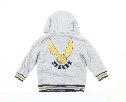 Mini Boden Harry Potter Boys Grey Hoodie 4-5Y Full Zip Fleece Lined