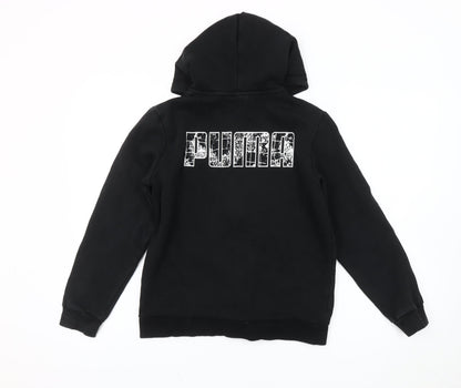 Puma Boys Black Full Zip Hoodie 14Y Fleece Logo Sportswear
