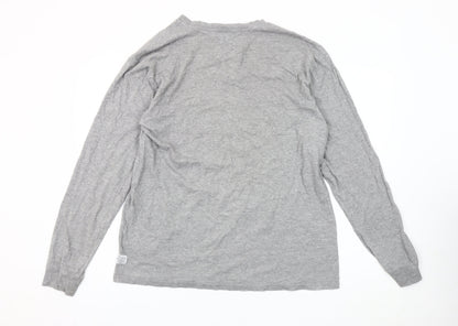Huffer Men's Grey XL Long Sleeve Cotton Graphic T-Shirt