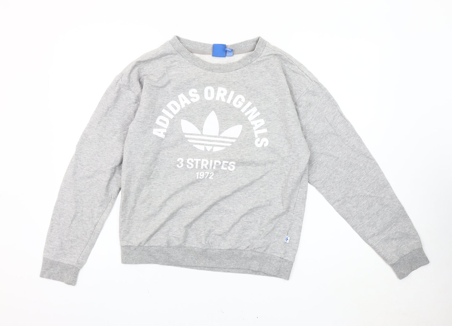 Adidas Originals Women's Grey Sweatshirt UK 8 Crew Neck Long Sleeve Logo