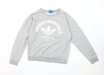 Adidas Originals Women's Grey Sweatshirt UK 8 Crew Neck Long Sleeve Logo