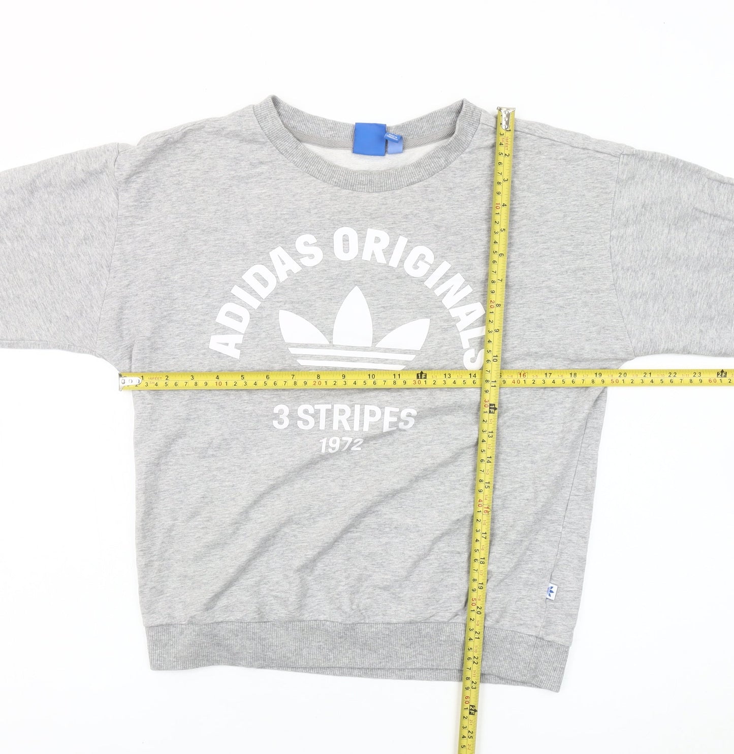 Adidas Originals Women's Grey Sweatshirt UK 8 Crew Neck Long Sleeve Logo