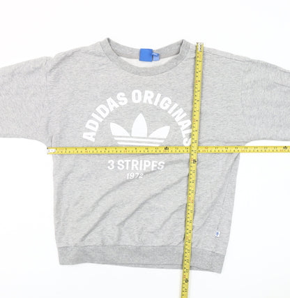 Adidas Originals Women's Grey Sweatshirt UK 8 Crew Neck Long Sleeve Logo
