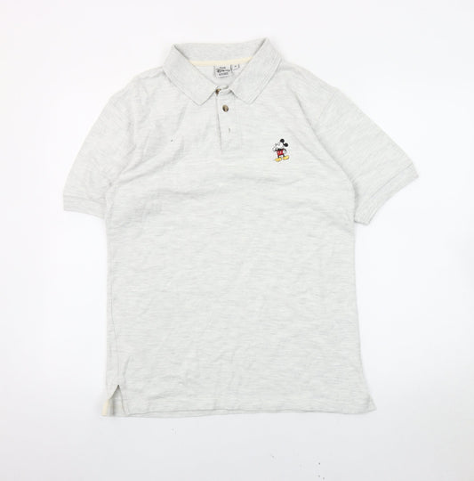 The Disney Store Men’s Grey Polo Shirt S Embroidered Mickey Logo