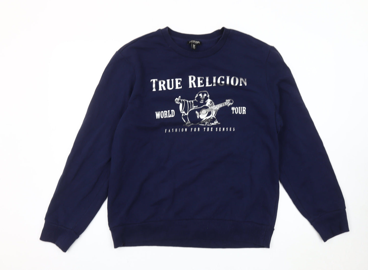 True Religion Men’s Blue Medium Pullover Sweatshirt Graphic Logo
