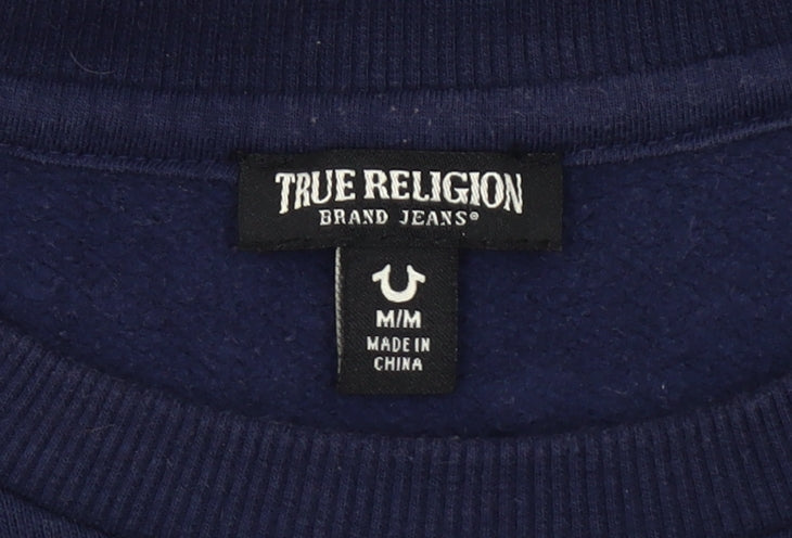 True Religion Men’s Blue Medium Pullover Sweatshirt Graphic Logo
