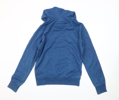 Superdry Men’s Blue Pullover Hoodie M Graphic Logo Cotton Blend