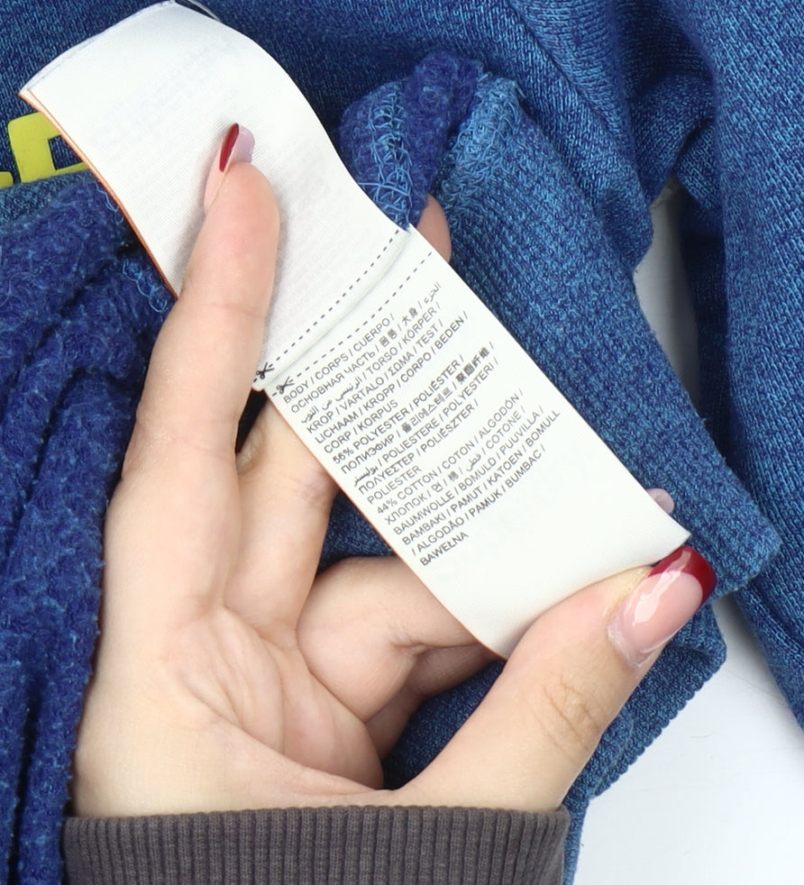 Superdry Men’s Blue Pullover Hoodie M Graphic Logo Cotton Blend