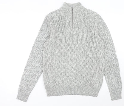 Next Men’s Grey Waffle Knit 1/2 Zip Jumper Size M Regular Fit