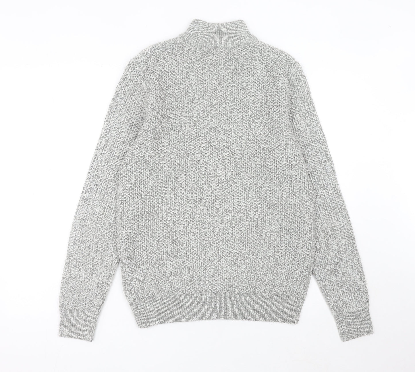 Next Men’s Grey Waffle Knit 1/2 Zip Jumper Size M Regular Fit