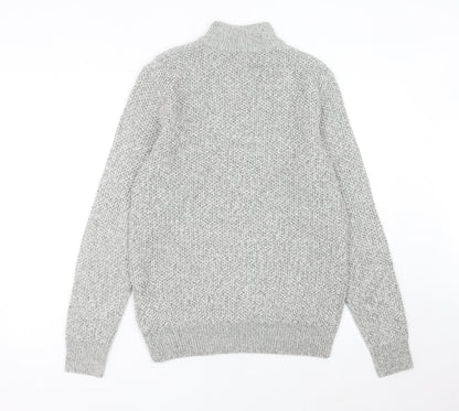 Next Men’s Grey Waffle Knit 1/2 Zip Jumper Size M Regular Fit