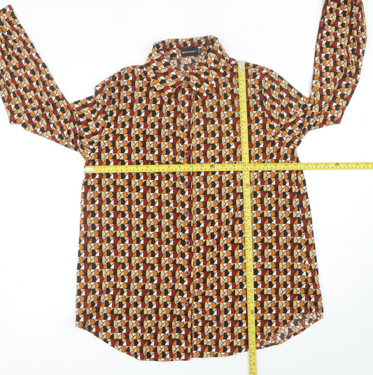 PrettyLittleThing Women’s Multicoloured Geometric Button-Up Shirt UK 8
