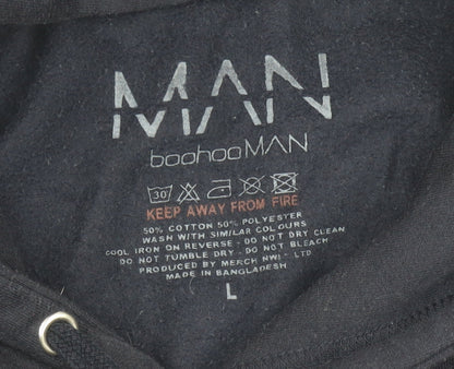 Mens UK Size L boohooMAN Black Pullover Hoodie