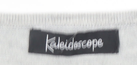 Kaleidoscope Womens Grey Floral Embroidered V-Neck Jumper Size 12