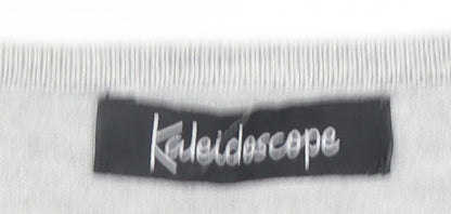 Kaleidoscope Womens Grey Floral Embroidered V-Neck Jumper Size 12