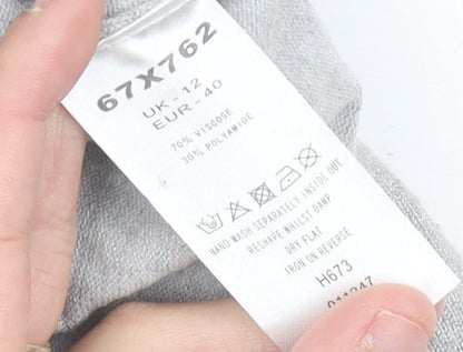 Kaleidoscope Womens Grey Floral Embroidered V-Neck Jumper Size 12