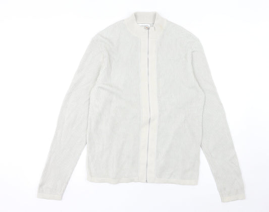 Marks and Spencer Men’s Ivory Cotton Full Zip Jumper Size S
