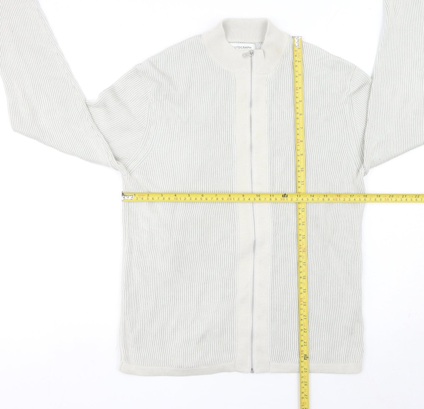 Marks and Spencer Men’s Ivory Cotton Full Zip Jumper Size S