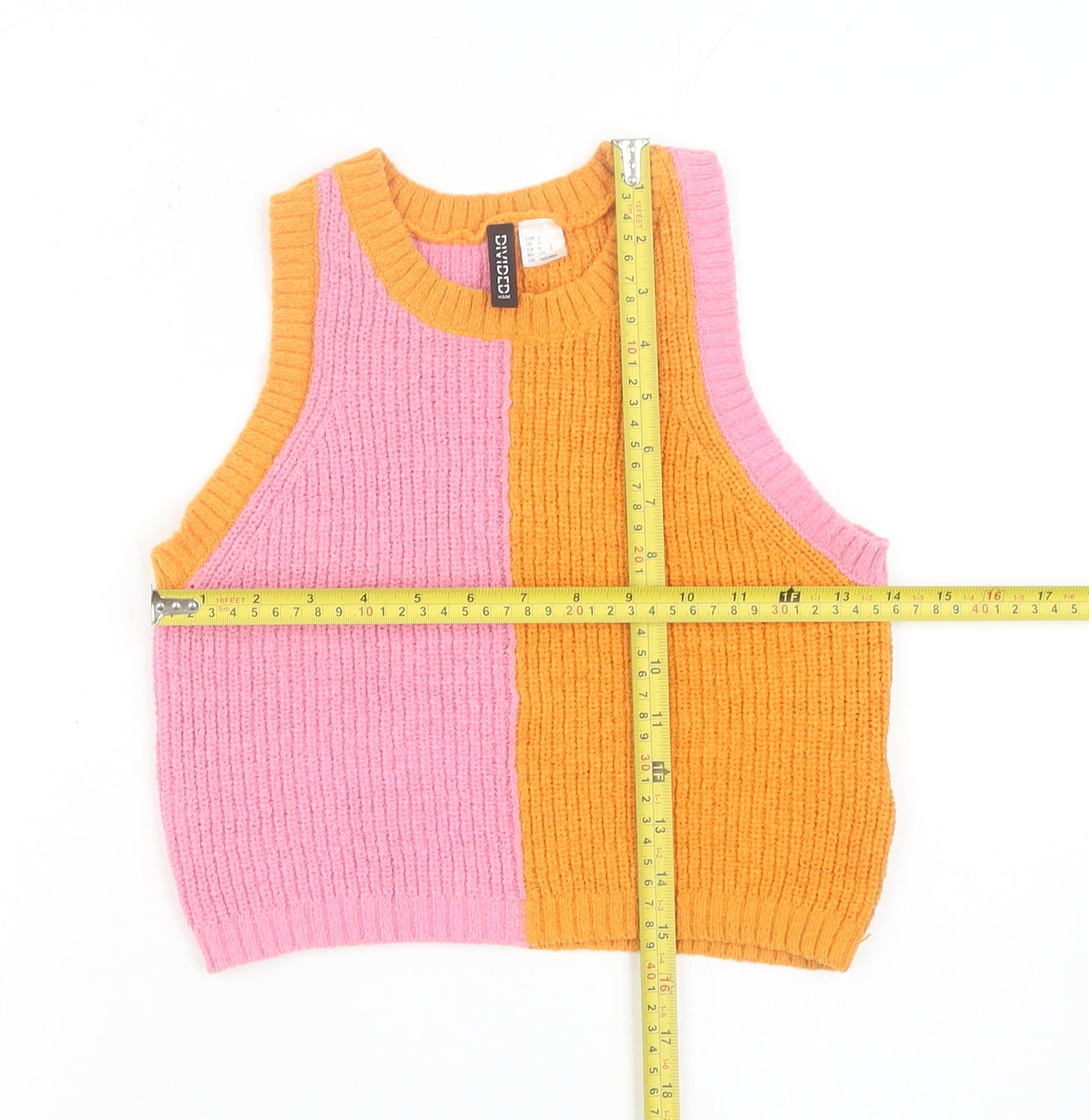 H&M Divided Women’s Pink Orange Sleeveless Knit Vest Jumper S