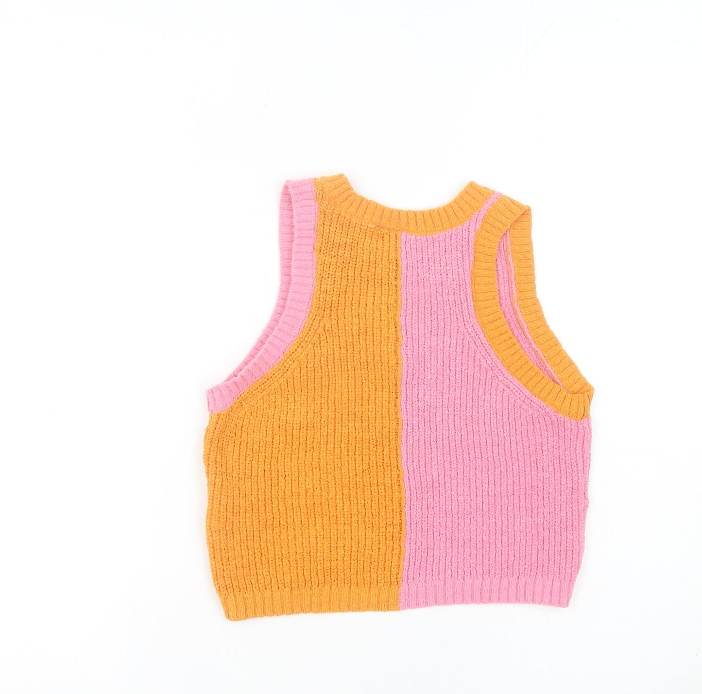 H&M Divided Women’s Pink Orange Sleeveless Knit Vest Jumper S