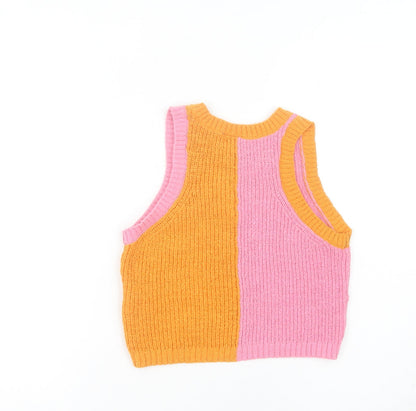 H&M Divided Women’s Pink Orange Sleeveless Knit Vest Jumper S