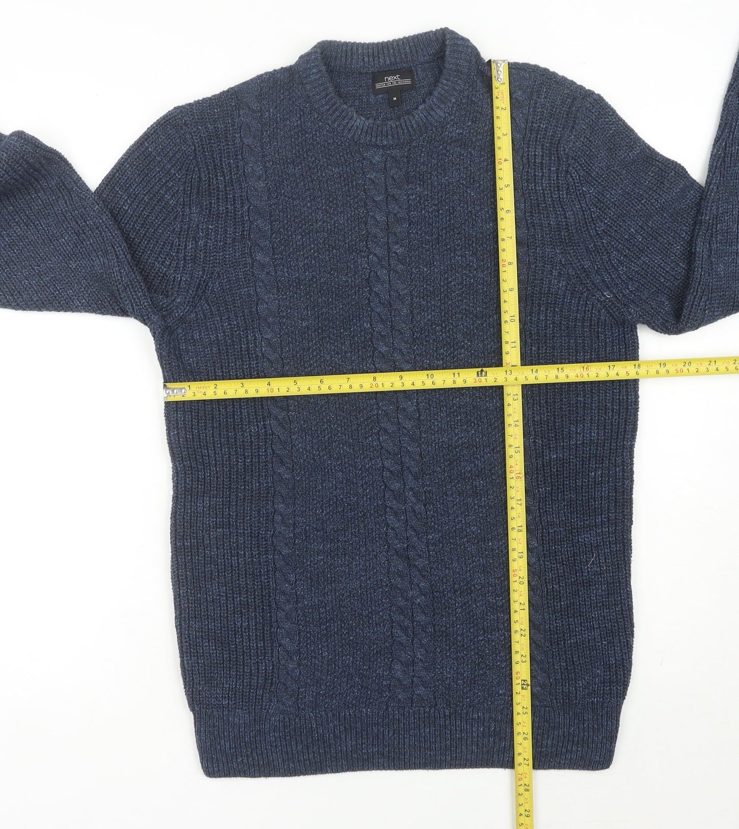 Next Men’s Blue Cable-Knit Cotton Blend Jumper Size M