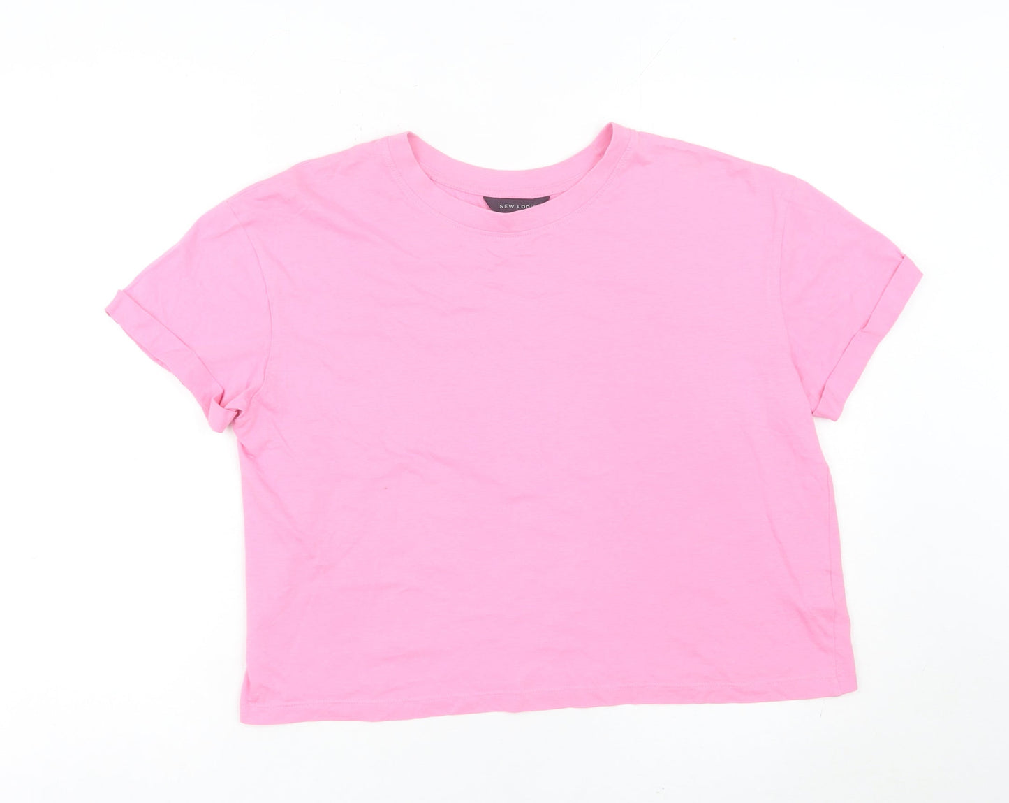 New Look Womens Pink Size 12 Cotton Basic Crew Neck T-Shirt
