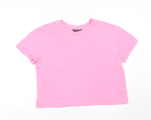 New Look Womens Pink Size 12 Cotton Basic Crew Neck T-Shirt
