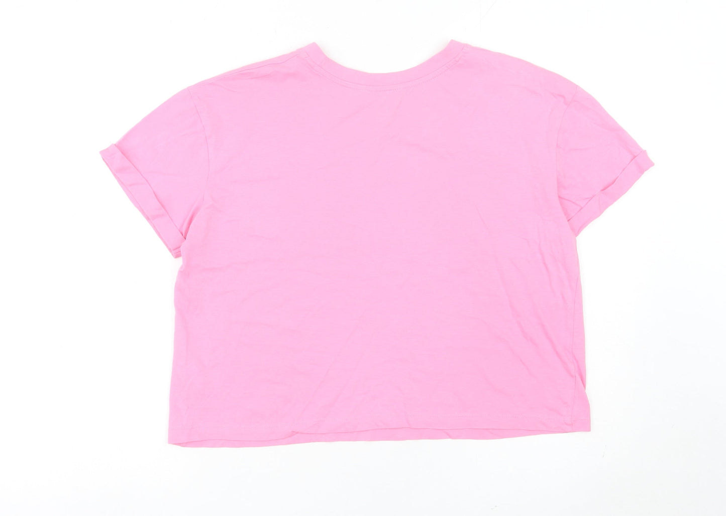 New Look Womens Pink Size 12 Cotton Basic Crew Neck T-Shirt