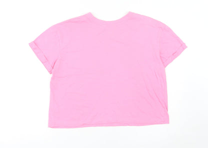New Look Womens Pink Size 12 Cotton Basic Crew Neck T-Shirt