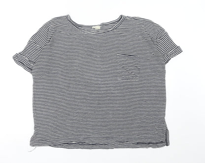 Club Monaco Women’s Black Striped Rayon T-Shirt M Casual