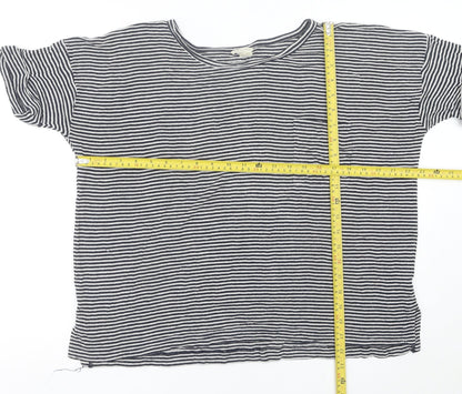 Club Monaco Women’s Black Striped Rayon T-Shirt M Casual