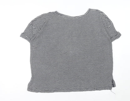 Club Monaco Women’s Black Striped Rayon T-Shirt M Casual