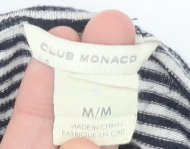 Club Monaco Women’s Black Striped Rayon T-Shirt M Casual