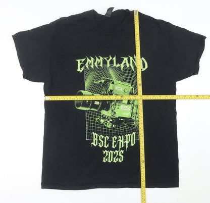 Mens UK Size L Gildan Black  T-Shirt